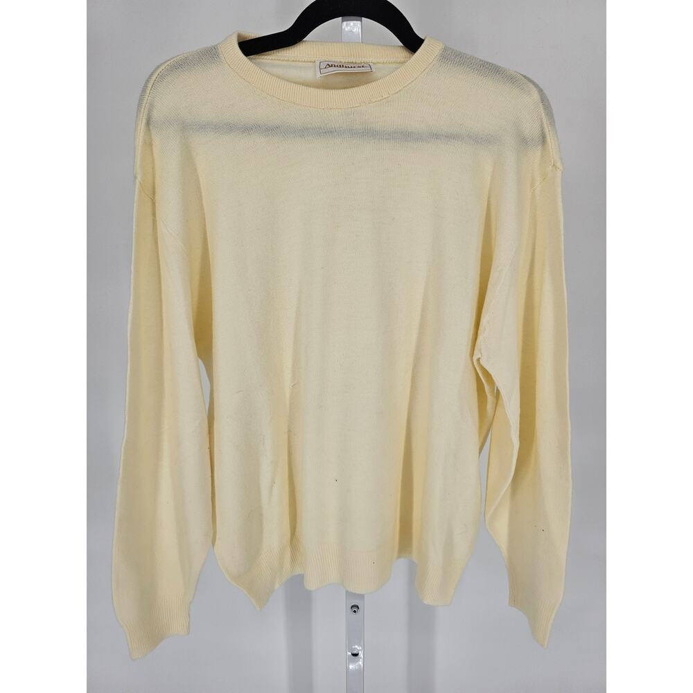 Andhurst Womens Sz L Crew Neck Knit Sweater Light Yellow Slouchy Knit